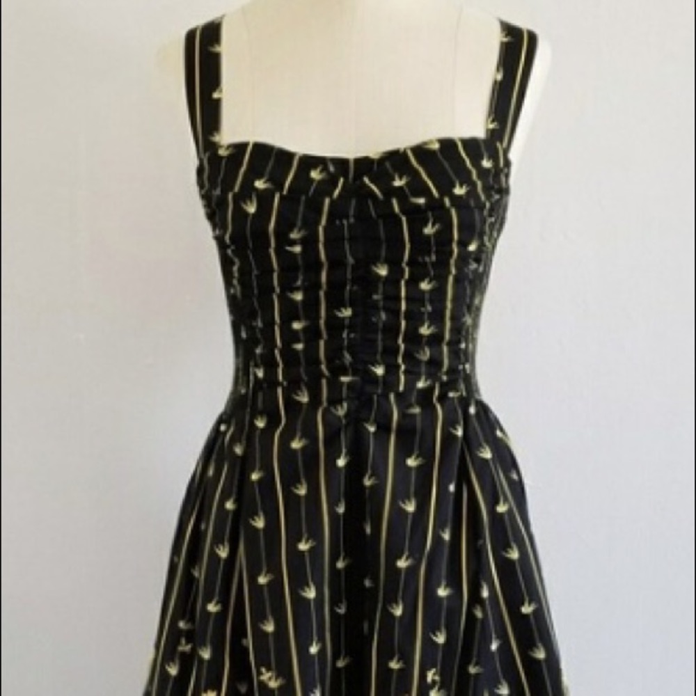 Anthropologie Ruched Retro Pin Up Dress